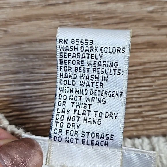 VTG Monterey by Koret Linen Cotton Knit Cream Cardigan w Embroidered Leaf Motif - Picture 13 of 16